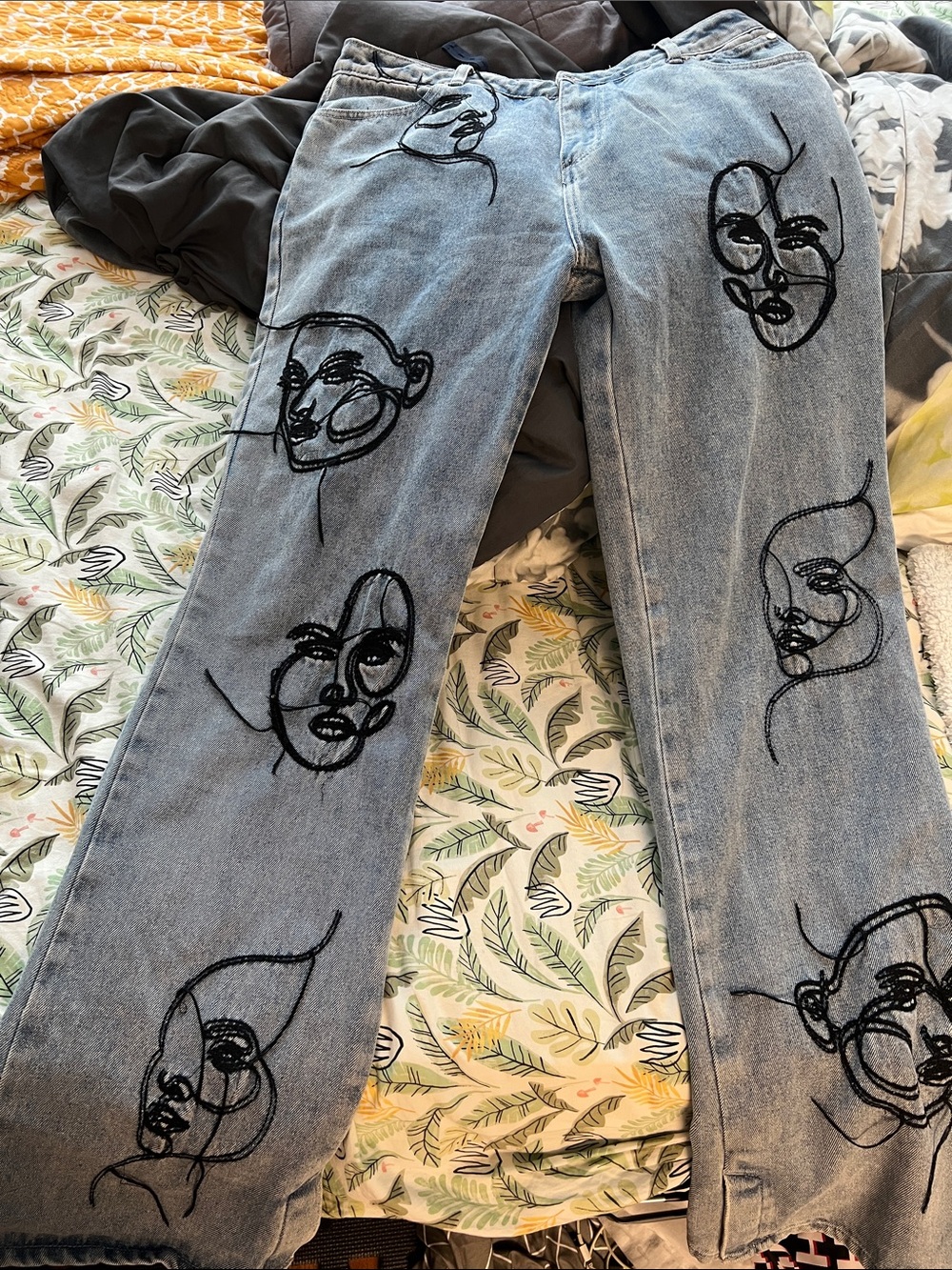 Manière De Voir Light Blue Denim Jeans with Black Waistband Detail